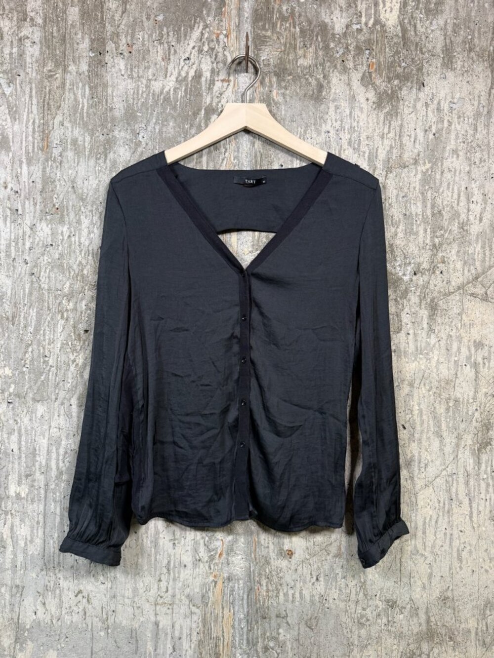 TART Women's Black Button-up Long-sleeve Blouse Size XS